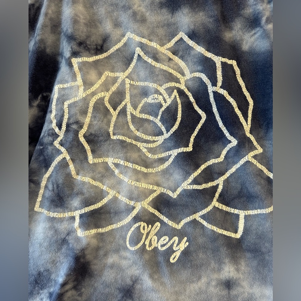 Obey Blue Rose Logo Tie-Dye Women's Crop Top Medium